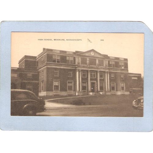 MA Brookline High School Street Scene W/Old Cars ma_box1~256