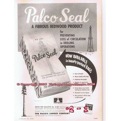 PACIFIC LUMBER COMPANY 1955 Palco Seal fibrous redwood oil vintage ad