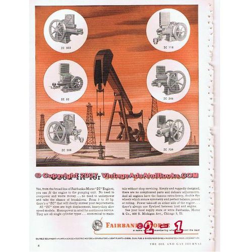 FAIRBANKS-MORSE 1955 ZC Engines oil gas well drilling vintage ad