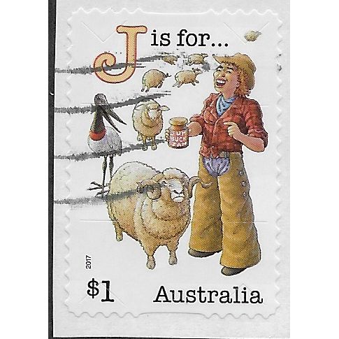 AUS 2017 $1.00 (S/A)'FAIR DINKUM -'J' IS FOR.(ON PAPER)' FINE USED (EBID64-041)