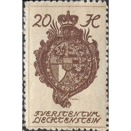 LIECHTENSTEIN, Landammanner Coat of arms, brown 1920, 20heller, #2