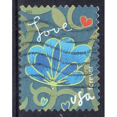 USA 2011 Greetings - Love - Blue Flower Forever Used