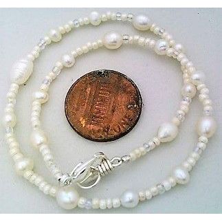 White Freshwater Pearl Beaded Anklet Bracelet