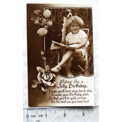 1934 Greetings postcard Wishing You a Jolly Birthday