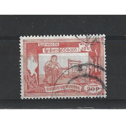 Burma.SG143 20p Girl Weaving (Red).Fine Used.Jul25a