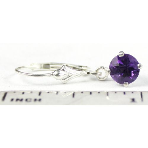 Amethyst, 925 Sterling Silver Leverback Earrings, SE017