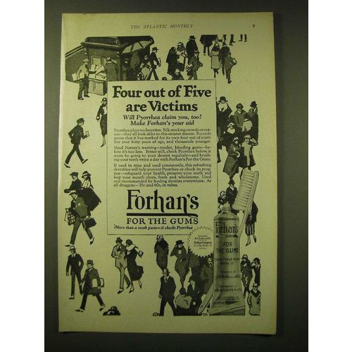 1924 Forhan's For the Gums Toothpaste Ad - Four out of Five are victims