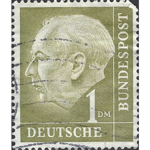 GERMANY, Prof. Dr. Theodor Heuss (1884-1963), olive 1954, 2DM, #5