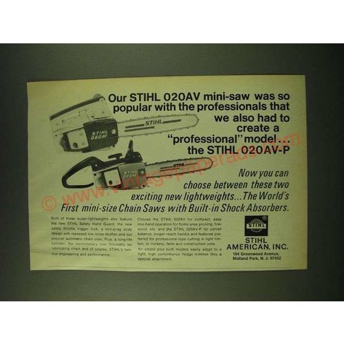 1973 Stihl 020AV and 020AV-P Chain Saw Ad