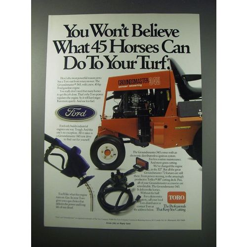 1991 Toro Groundsmaster 345 Mower Ad - You won't believe what 45 horses can do