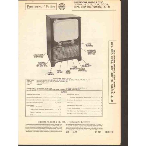 SILVERTONE model 2130 217x 3127 317x 3187 TV Sams Photofact manual