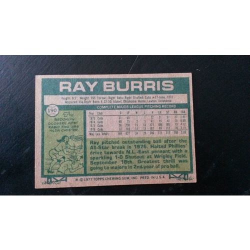 1977 Topps Card # 190 Ray Burris Excellent (5) Chicago Cubs