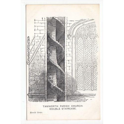 Parish Church Double Staircase Tamworth Postcard Herald Series