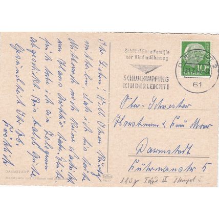 Darmstadt Marktplatz Germany Postcard posted 1962 VGC