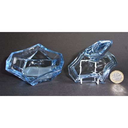 Art Deco Blue Glass Trinket Bowl.