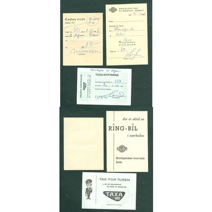 Denmark. 1966. 3 Different Taxi/Cab Receipt Copenhagen