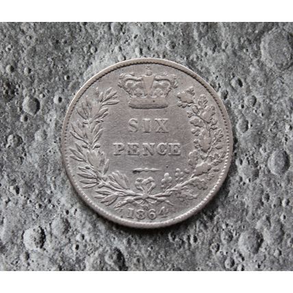 1864 Queen Victoria Silver Sixpence 6d British English 92.5% Silver Die 33