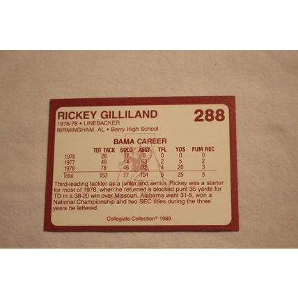 Rickey Gilliland 1989 Collegiate Collection Alabama's Finest NO. 288