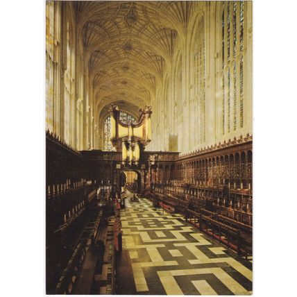 Postcard King’s College Chapel, Cambridge, interior looking West. Unposted