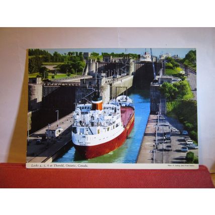 LOCK 4 5 6 WELLAND CANAL, THOROLD, ONTARIO, CANADA unused postcard by J. Hinde #
