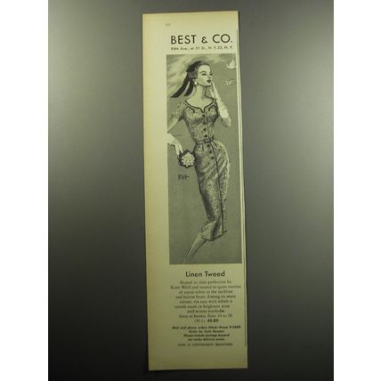 1957 Best & Co. Advertisement - Suit by Kane Weill - Linen Tweed