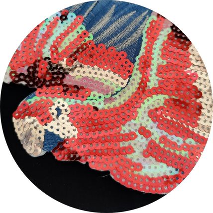 Very Large Parrot Sequin Iron On Badge Motif Pink & Blue 34 cm x 26.5 cm P448