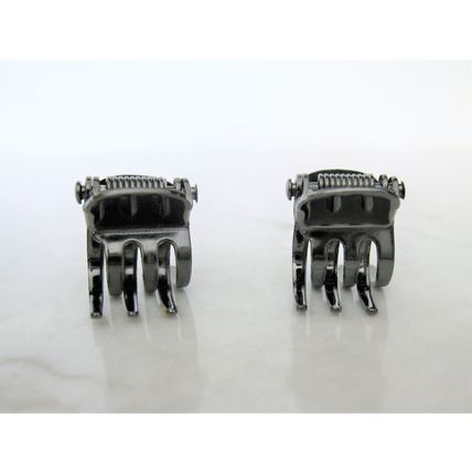 Extra tiny mini dark silver rose gold bronze metal hair claw clips (set of two)