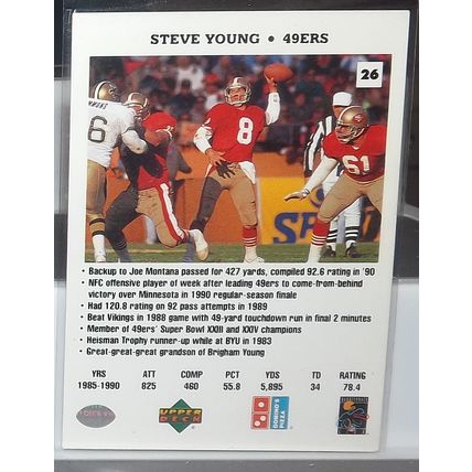 1991 Upper Deck STEVE YOUNG (49ers) Domino's Pizza QB Challenge #26