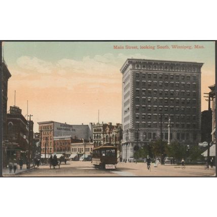 Main Street, looking South, Winnipeg, Manitoba, c.1910 - Valentine's Postcard