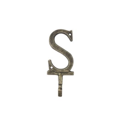 Pack Of 2] Rustic Gold Cast Iron Letter S Alphabet Wall Hook 6""