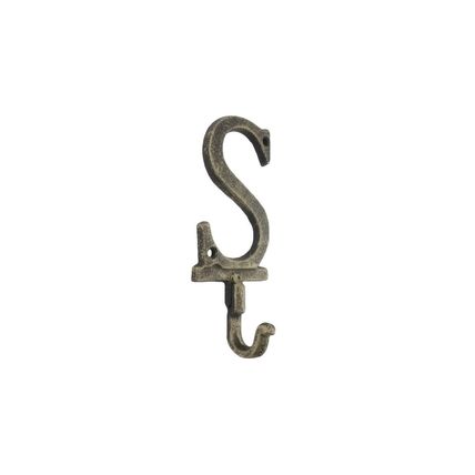 Pack Of 2] Rustic Gold Cast Iron Letter S Alphabet Wall Hook 6""
