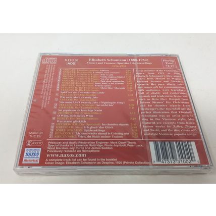 SCHUMANN, Elisabeth Mozart and Viennese Operetta Aria Recordings