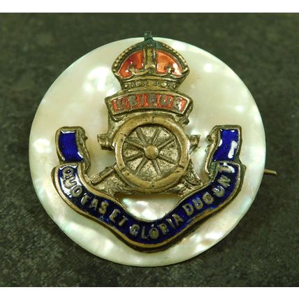 Antique WW1 Royal Artillery British Military MOP & Enamel Sweetheart Brooch