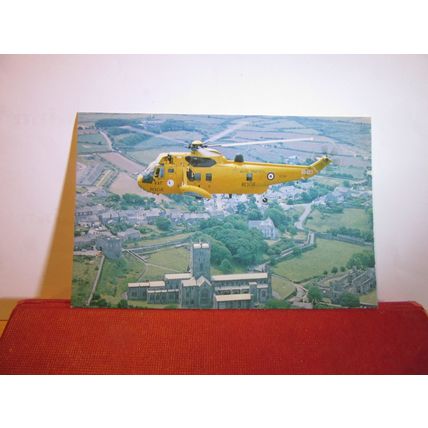 SEA KING HELICOPTER, 202 SQUADRON, BRAWDY over St Davids, unused postcard =