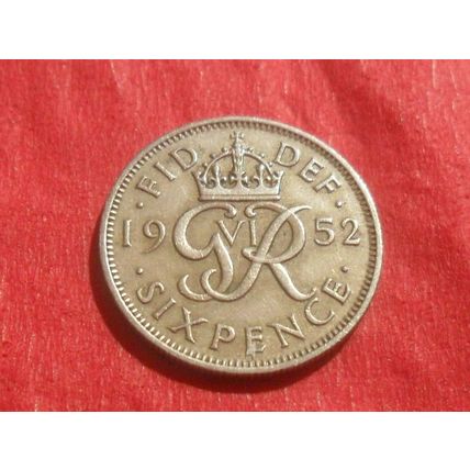 1952 George VI sixpence - scarce.