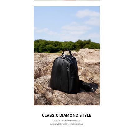 Women Genuine Leather Backpack Black