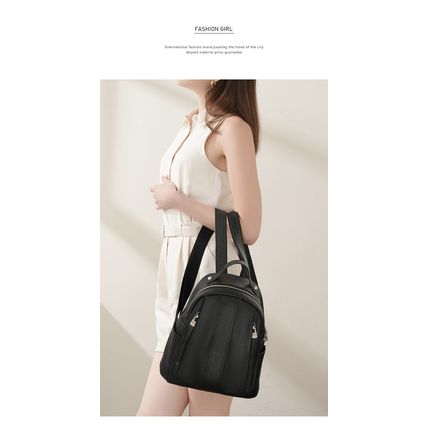 Women Genuine Leather Backpack Black