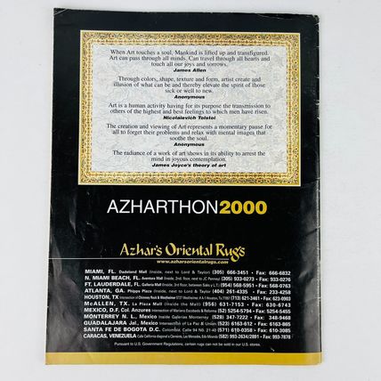 Azhar's Oriental Rugs Azharthon 2000 Catalog Samples