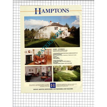 Weybridge Surrey House Sale Advert - 1991 Cutting
