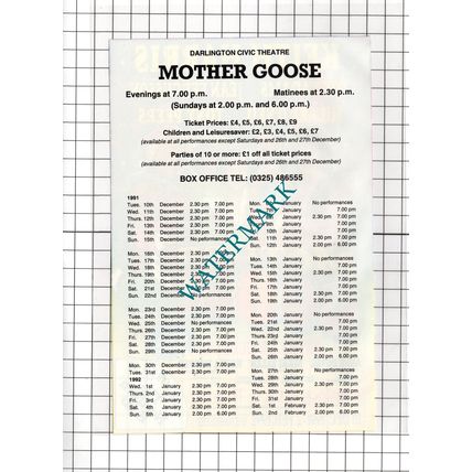 Darlington Civic Theatre Keith Harris Mother Goose - 1991 Pantomime Advert