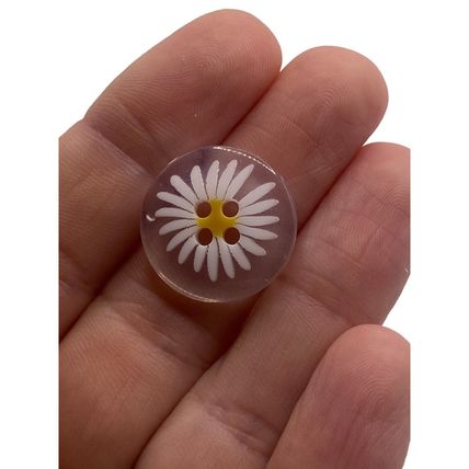 Transparent Clear Daisy Flower 4 Hole Sewing Knitting Buttons 20mm To 11.5mm