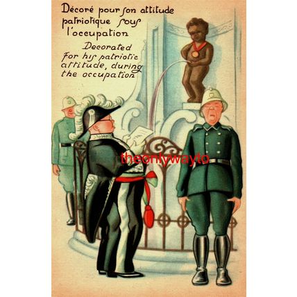 Decorated For His Patriotic Attitude.., Saucy French/English Postcard