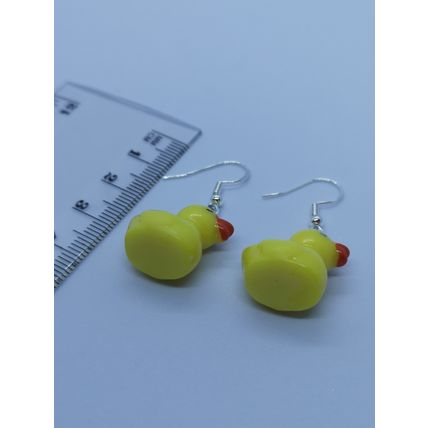 FUNKY 3D RUBBER DUCKY EARRINGS CUTE KITSCH FUN KAWAII DUCK BIRD