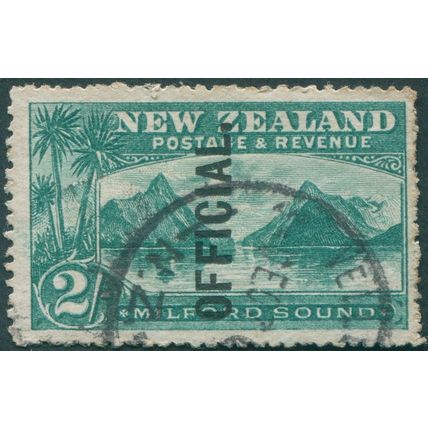 New Zealand 1907 2s blue-green Official SGO66 used