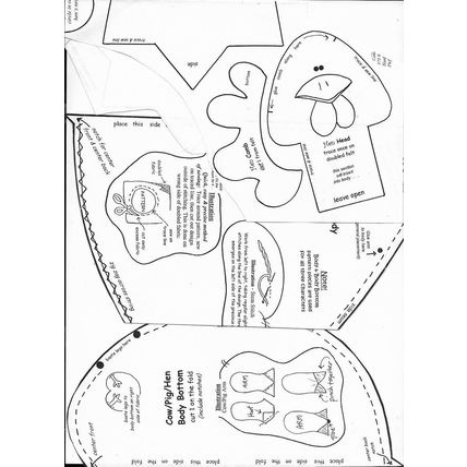 Cotton Ginnys #M099 Mini Puffs Cluck Oink Chicken Pig Cow Instructions & Pattern