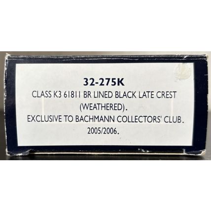 Bachmann 32-275K Class K3 61811 BR Lined Black Late Crest (Weathered) - NMIB