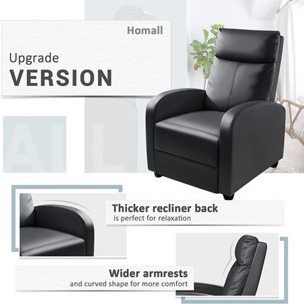 Homall Recliner Chair, Recliner Sofa PU Leather for Adults, Recliners Home Theat