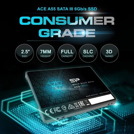 Silicon Power 2TB SSD 3D NAND A55 SLC Cache Performance Boost SATA III 2.5" 7Mm