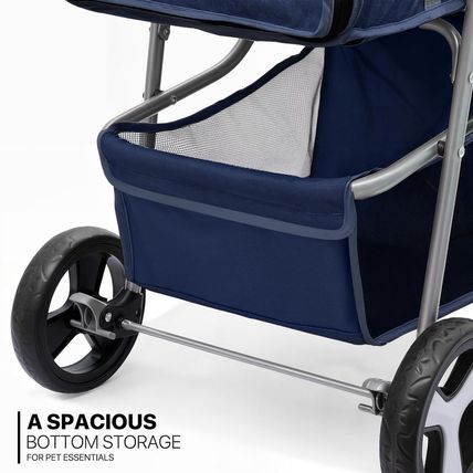 Monibloom 3 Wheels Pet Stroller, Foldable Dog Cat Cage Jogger Stroller with Weat