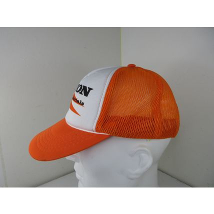 Vintage Union Rock & Materials Trucker Hat Mesh Snapback Cap Orange White